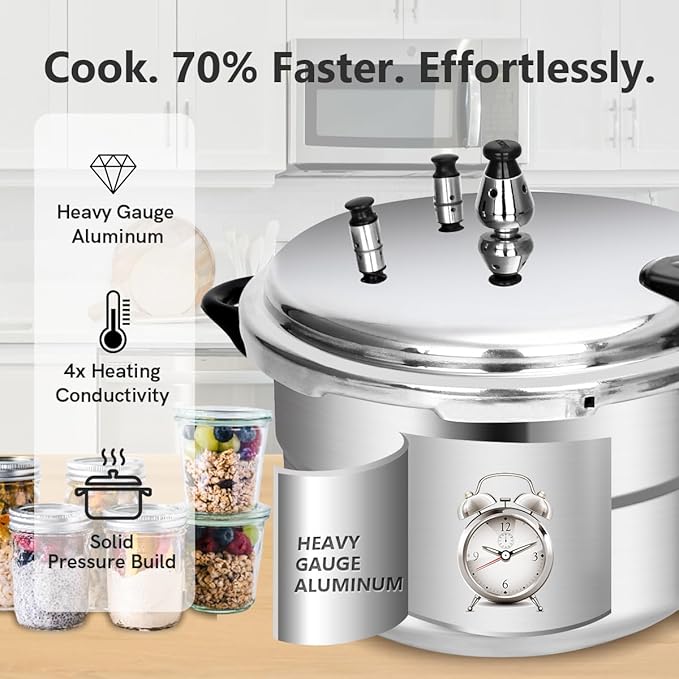 5.3 Quart Pressure Cooker, 10 Psi Induction Compatible Pressure Canner w/Multiple Pressure Control & Protection, Canning Rack Included