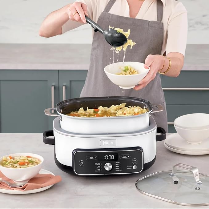Ninja Premium 8.5 Quart Multi-Cooker Kit with Smart Thermometer, High-Power Electric Dutch Oven and Steamer Edition for Family Meals