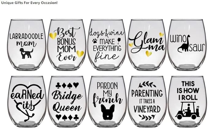 Doodle Mom & Dad Glass Set - Premium 21oz Stemless Wine Glass - 16oz Pint Glass - Gift for Doodle Lovers