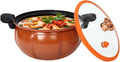 2.11gal Pumpkin Micro Pressure Cooker Non-stick Micro Pressure Cooking Pot with Clear Lid Stew/Soup Pot for Open Flames & Gas Stoves (Orange) Halloween Thanksgiving Decorative Pot Gift