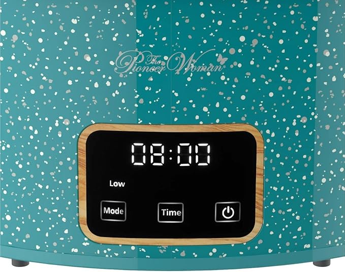 Pioneer Woman 6-Quart Digital Slow Cooker with Locking Lid, Teal Speckle – Programmable Family-Size Crock Pot