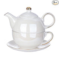 Tea for One Porcelain Teapot and Cup Set, Tea Set for One, Floral Teapot, Tea Set Gift for Women, Pearlescent white