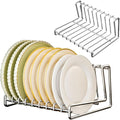 Dish Plate Draining Rack 9 Slots SUS304 Storage Drainboard Kitchen Drying Rack Drainer Stand Plate Organizer for Cabinet Space Saver Stainless Steel (9-Tier)
