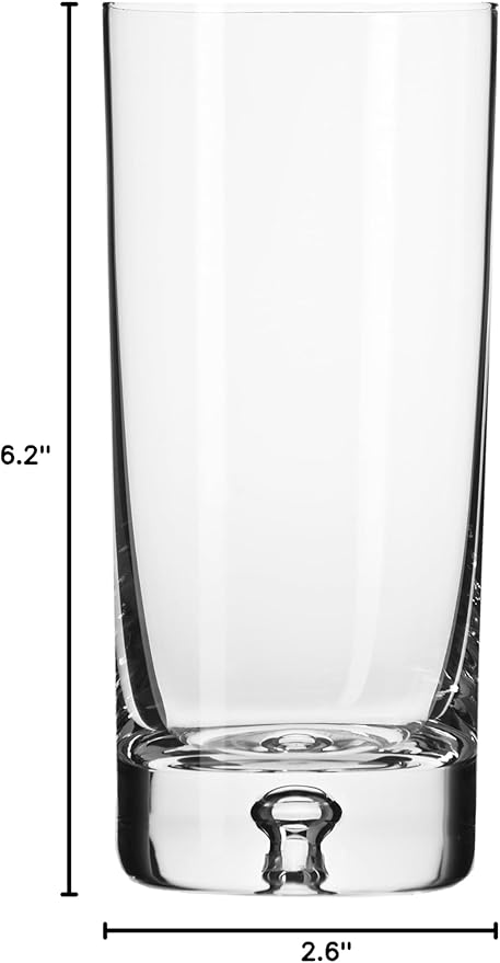 Barski Highball Tumbler - Glass - Set of 4 HB Tumblers - Hiball Glasses - with Bubble on bottom - Drinking Tumblers - for Water, Juice, Wine, Beer and Cocktails - 12 oz Made in Europe
