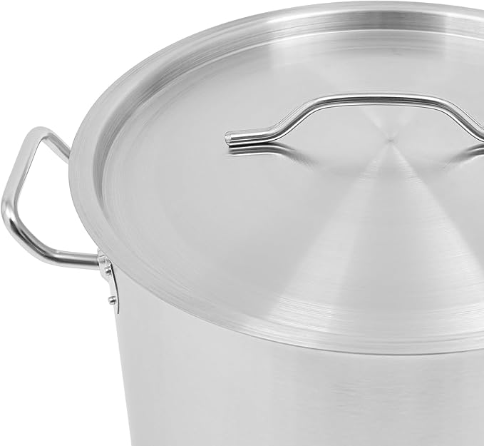 33L/34.8Qt Commercial Large Stock Pot with Lid,Nickel Free Stainless Steel Cookware Healthy Polished Stockpots, Induction Soup Pot for Cooking Home Use
