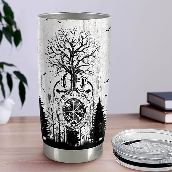 Viking Tumbler 20oz Stainless Steel Insulated Coffee Travel Mug Cup Viking Gifts for Men Husband Dad on Birthday Christmas Fathers Day