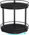 Snughome Lazy Susan Spice Rack, 2 Tier Rotating Spice Rack, Wood Lazy Susan Organizer for Cabinet, Black Kitchen Counter Shelf, 10.2" x 10.2" x 10.4"