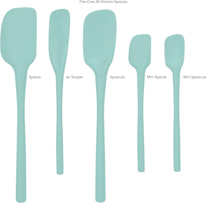 Tovolo 5-Piece Silicone Utensil Set (Light Aqua): Spatula, Spoonula, Jar Scraper, Mini Spatula, and Mini Spoonula