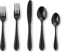 Black Silverware Set, 20-Piece Stainless Steel Flatware for 4, Heavy-Duty 18/0 Stainless Steel Utensils,Mirror Polished Dishwasher Safe for Home & Kitchen Dining