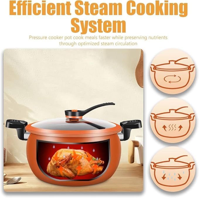 Multifunctional Large Capacity Non-Stick Pressure Cooker, 8 Qt Micro Pressure Cooker With Visible Transparent Glass Cover,Anti-Scalding Handle, Fast Cooking Pot For All Stovetops (1PCS)