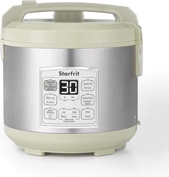 Starfrit Low Carb Rice Cooker - 14 Cups - Stainless Steel Low Carb/Steamer Basket - 7 Preset Functions - 500W