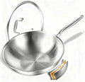 DELARLO Tri-Ply Stainless Steel Woks, 12 Inch Healthy Non-Toxic Cooking Wok Pan with Lid, Wide & Deep Cookware Stir-Fry Pans, Dishwasher and Oven Safe Up To 600°F, Works on Induction