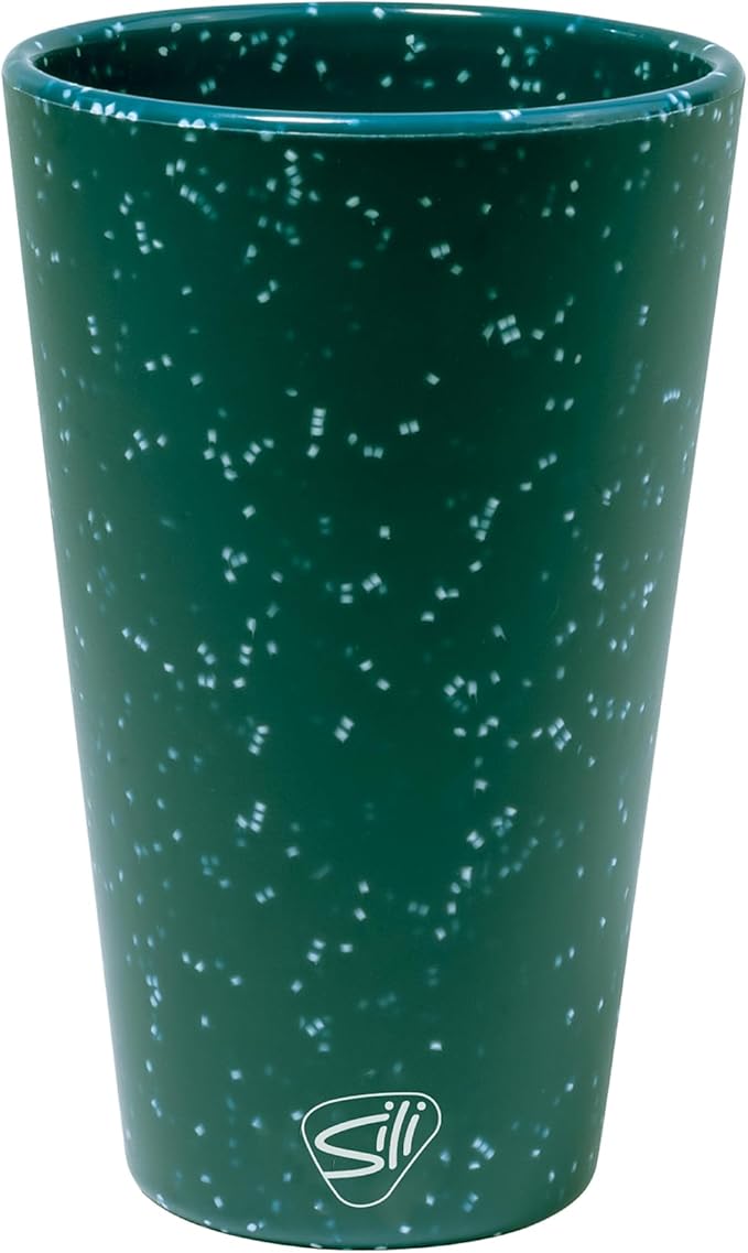 Silipint 16oz Silicone Pint Glass – Unbreakable, BPA-Free, Reusable Silicone Drinking Cup – Flexible, Dishwasher, Microwave & Freezer Safe – Stemless Glass for Coffee, Smoothies (Speckled Green)