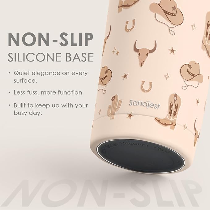 SANDJEST Cowgirl Tumbler 20oz, Stainless Steel Travel Cup with Lid, Insulated Coffee Mug, Cowgirl Gifts for Women Girls Friends Sisters on Birthday Christmas (Beige)
