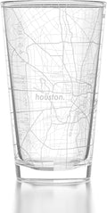 Well Told Engraved Houston Texas Map Pint Glass, Etched Beer Gift (16 oz, Clear) City Map Pint, Custom City Glassware, Gifts For Beer Lovers