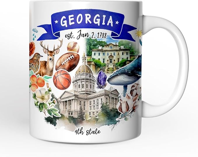 OrnamentallyYou Artistic Georgia State Themes and Landmarks Mug