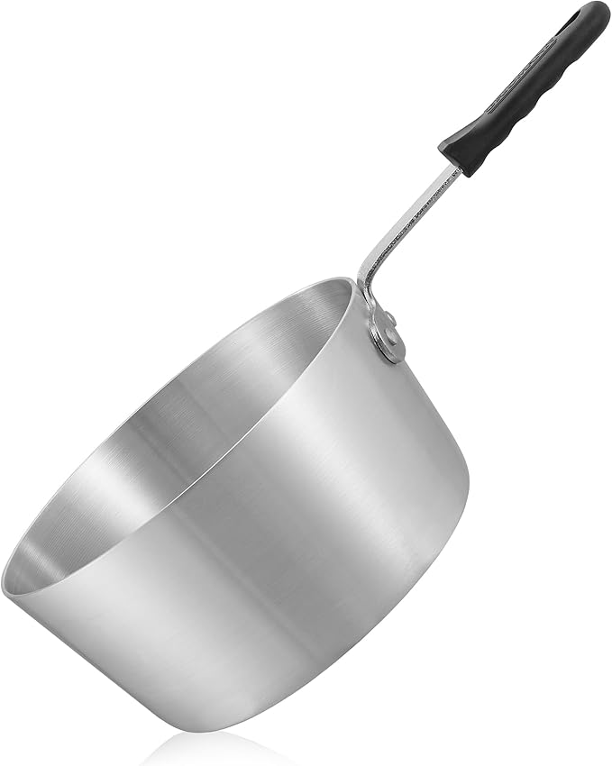 GRIDMANN 4.5-Quart Tapered Aluminum Sauce Pan with Silicone Handle, NSF Listed Heavy Duty Professional Cookware