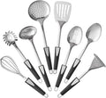 Stainless Steel Kitchen Utensil Set-8 PCS Stainless Steel Kitchen Utensil Set, Nonstick Kitchen Gadgets Cookware Set with Black PP Handle