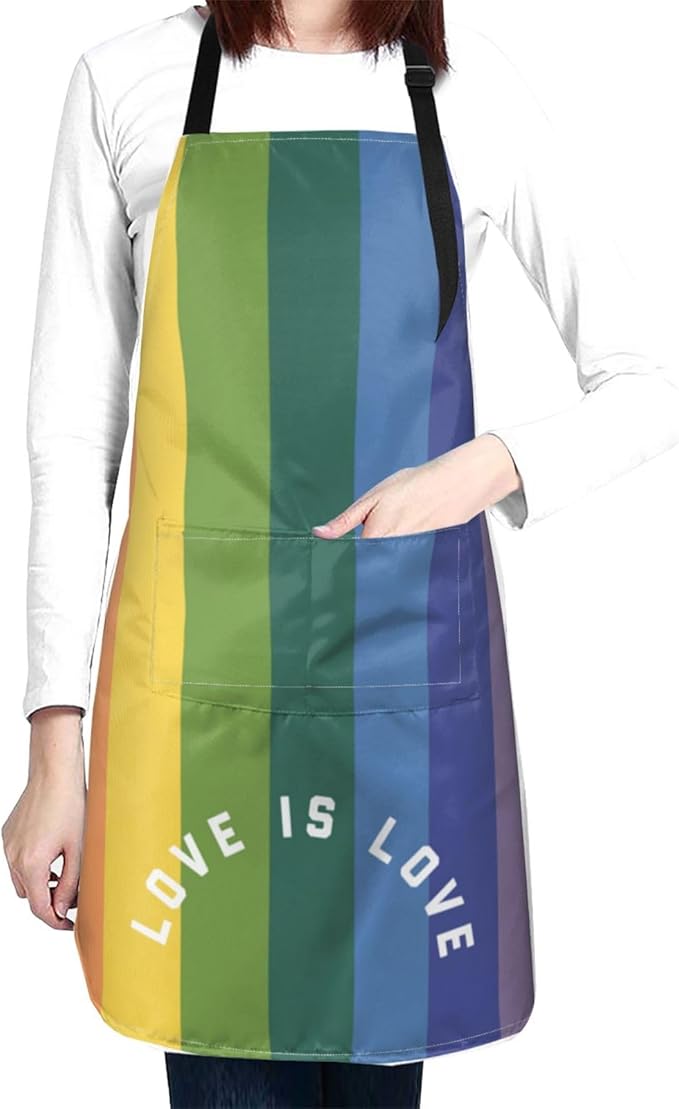 LGBT Aprons Gay Aprons with Pockets and Adjustable Rainbow Apron for Gardening Cooking Kitchen