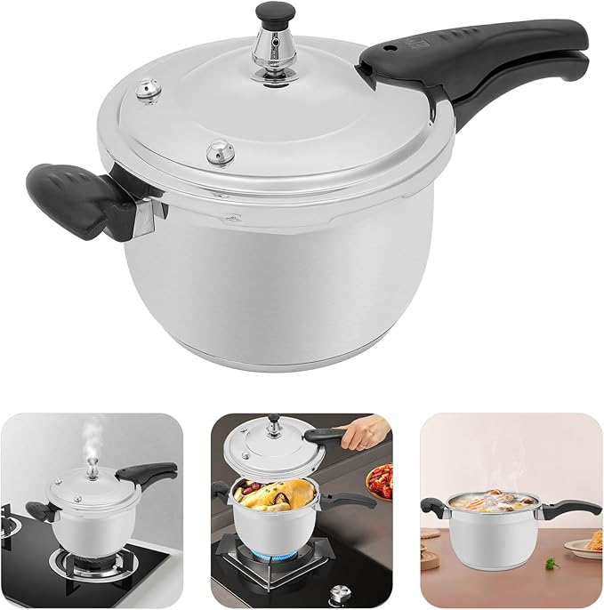 Stainless Steel Pressure Cooker Small Pressure Pot 80Kpa High Security Pressure Canner with Handle for Home Restaurants (4L/4.23Qt)