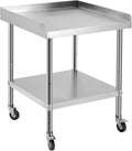 24x24x30 in Stainless Steel Equipment Grill Stand Table NSF Certified with 5 in Wheels, 400 LBS Capacity, 2 in Edge Baffle, for Hotel, Home, Commercial Restaurant Kitchen