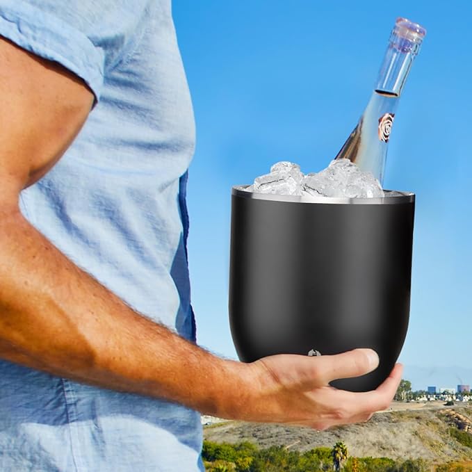 Snowfox Plus, Premium Vacuum Insulated Stainless Steel Ice Bucket with Lid/Scoop,Home Bar Accessories,Elegant Bartending Ice Buckets for Parties,Beautiful Outdoor Entertaining Supplies,3L,Dark Walnut