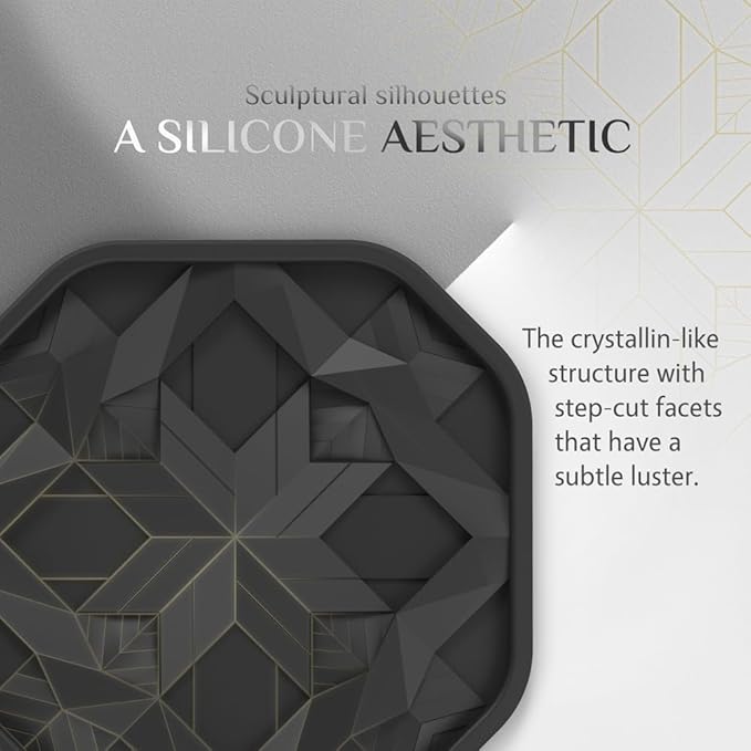 UMIRRO Silicone Cup Coasters for Drinks with Tailored Holder, Coffee Table Centerpiece, Modern Home Bar or Aesthetic Kitchen Essentials, House Decor Gifts, Set of 6, Glacier Blue