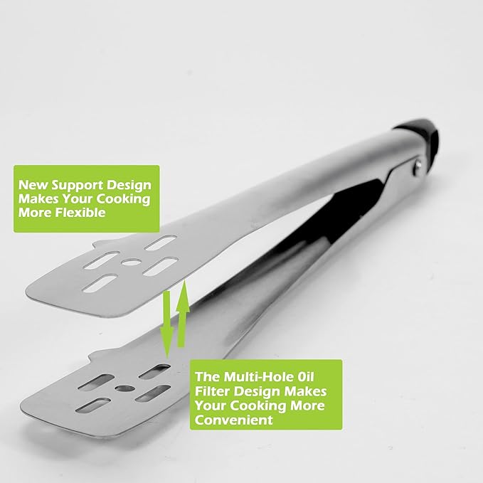 Kitchen Tongs, Food Grade Stainless Steel, 12 Inch Cooking Tongs, Versatile For All Occasion.