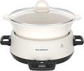MAGNIFIQUE 5 Quart Programmable Slow Cooker with Auto Warm Setting, Glazed Ceramic Liner, Kitchen Small Appliance for Family Dinners, White