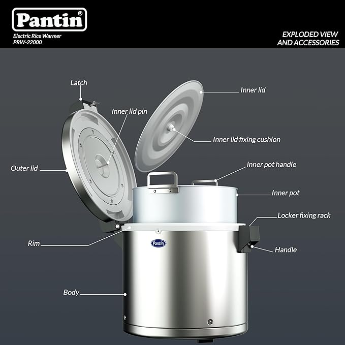 Pantin Commercial Electric Rice Warmer, Commercial Rice Warmer (Warm Function only, not a Rice Cooker) - (For Measurement Purpose: 50 Cup Raw/100 Cup Cooked) 120V, 95W, NSF, ETL Listed