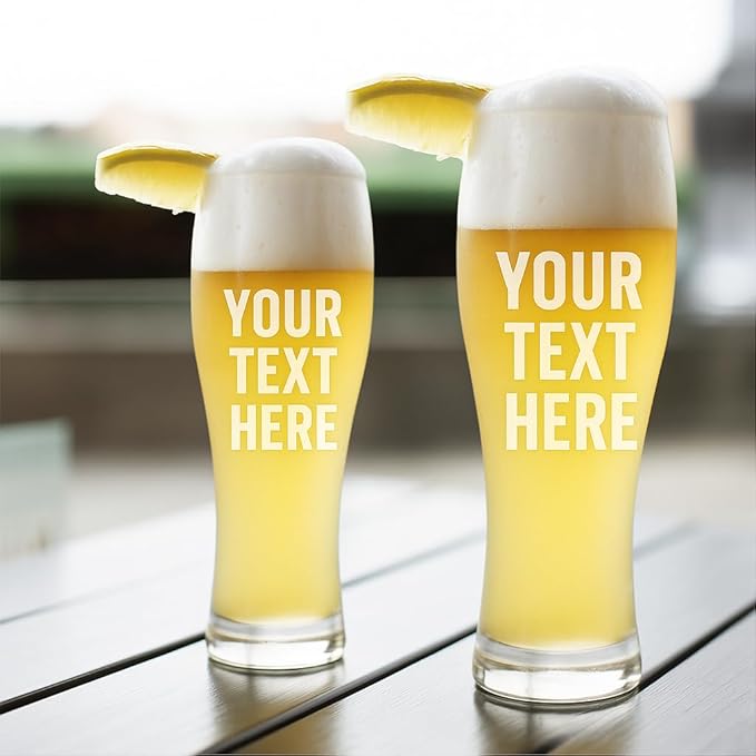Gifts Inscribed Personalized Pilsner Beer Glass 16 oz – Engraved Tall Pint Glass Custom Text– Unique Beer Gift for Men, Dad, Groomsmen, Weddings, Birthdays, Father’s Day