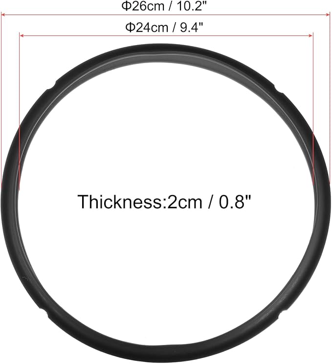 uxcell 2 Pcs Silicone Sealing Ring for Pressure Pot 8QT, Pressure Pot Inner Gasket Seal Rings Pressure Cooker Replacement Parts, Black