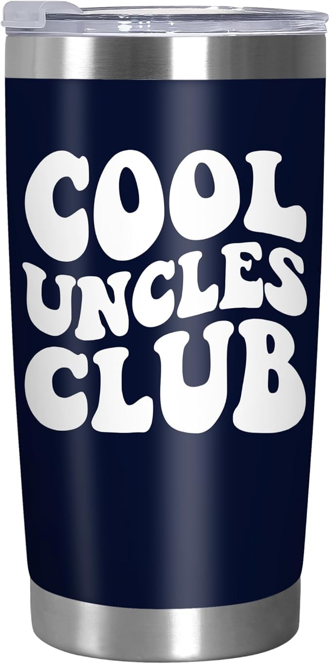 Christmas Funny Uncle Gifts from Niece Nephew - Cool Uncles Club 20 oz Stainless Steel Insulated Coffee Tumbler with Lid - Father's Day Birthday Christmas Funny Gifts for Uncle Men Brother