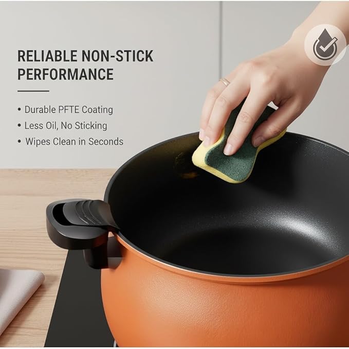 Multifunctional Large Capacity Non-stick Pressure Cooker, Micro Electric Pressure Cooker Pot Anti Scalding Handle Transparent Pot and Pan for Culinary Styles(Orange)
