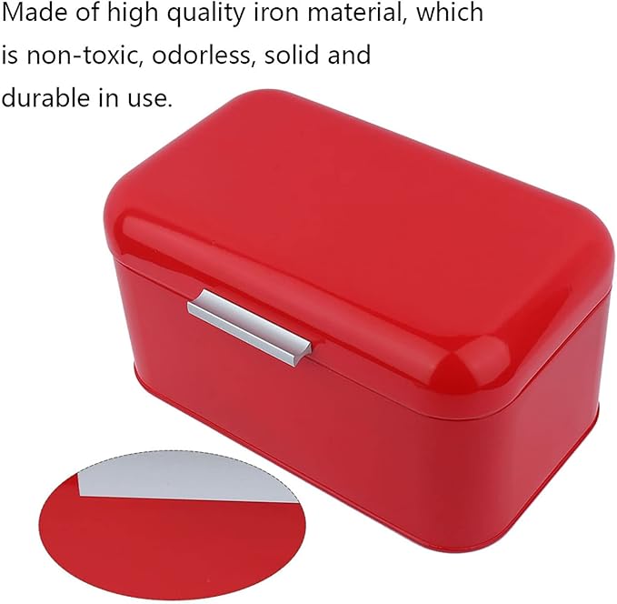 Buachois Large Bread Box,Iron Bread Box with Lid,Metal Bread Storage Bin,Bread Keeper Container,Bread Containers Storage,Modern Solid Color Retro Style,for Kitchen Counter (A)