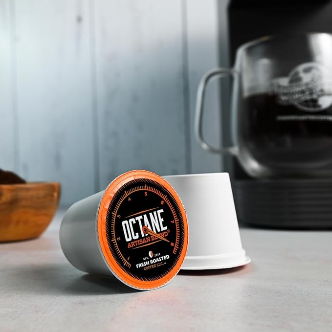 Fresh Roasted Coffee, Octane Italian Dark Roast, Artisan Blend, 72 Pods for K Cup Brewers