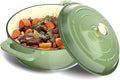 VINGLI 6QT Enameled Cast Iron Round Dutch Oven Pot with Lid, NonStick Casserole Pot with Dual Handles & Silicone GlovesRed, Oven Safe up to 500°F or on Stovetop, Dutch Oven for Bread Baking, Green