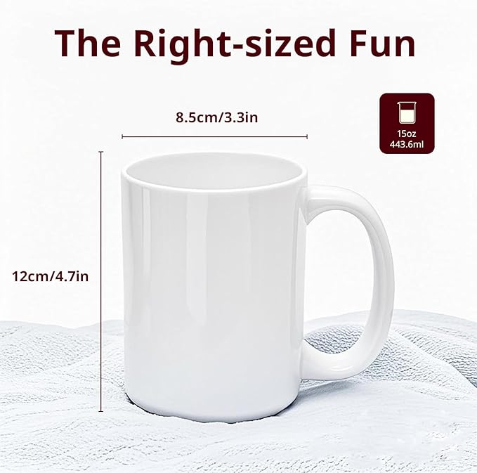 Ceramic 15oz White Sublimation Coffee Mug in White Box, Case of 24