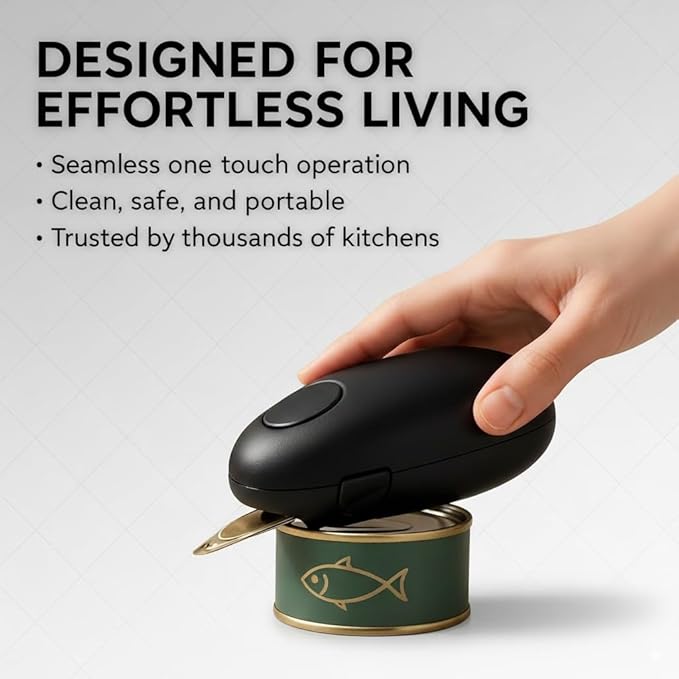 Electric Can Opener – Smooth Edge Automatic Can Opener for Seniors with Arthritis, One-Touch Battery Operated Can Opener, Hands-Free Safe Kitchen Gadget for Home, Travel & Camping