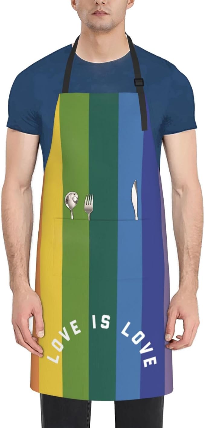 LGBT Aprons Gay Aprons with Pockets and Adjustable Rainbow Apron for Gardening Cooking Kitchen