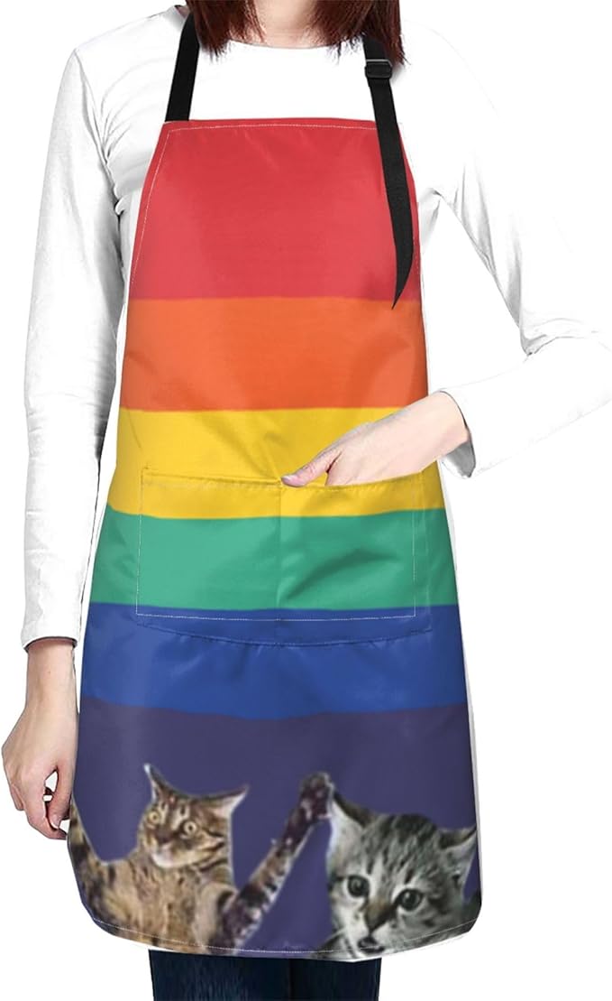 LGBT Aprons Gay Aprons with Pockets and Adjustable Rainbow Apron for Gardening Cooking Kitchen