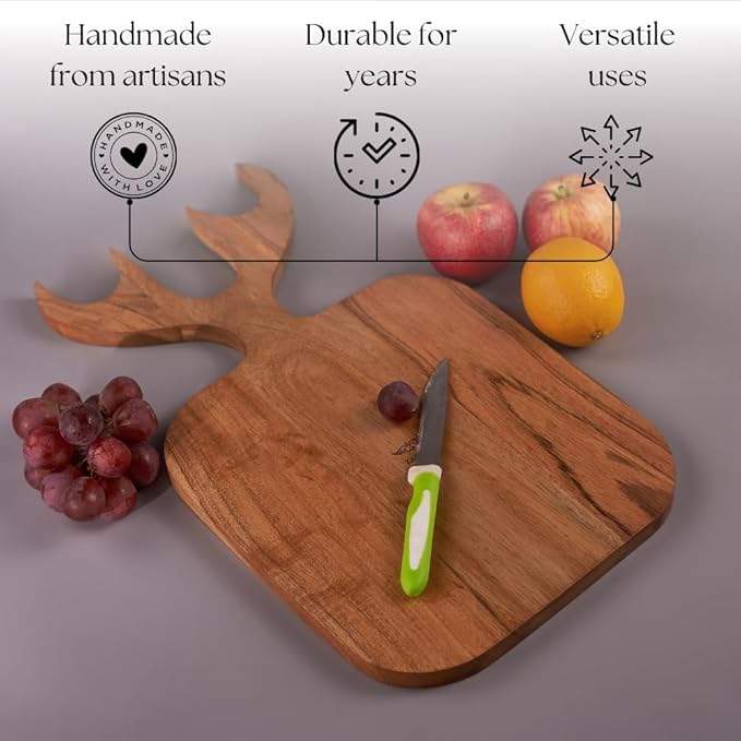 Reindeer Shape Mango Wooden Chopping Board (44 x 25 x 2 cm)