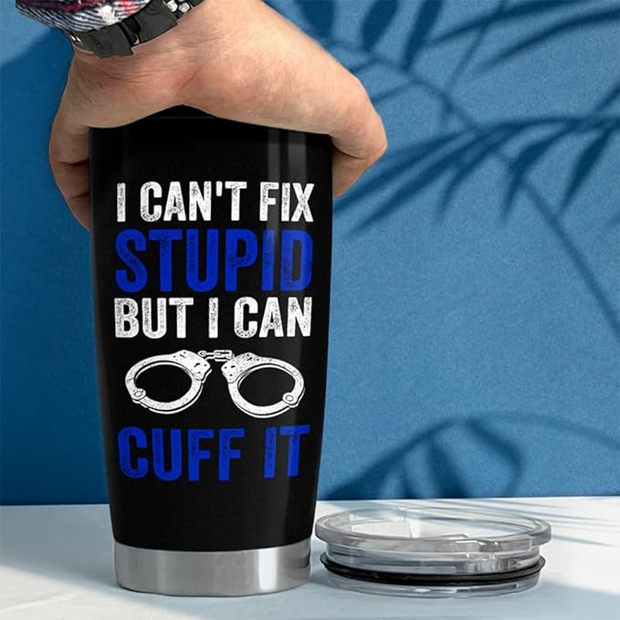 SANDJEST Police Tumbler 20oz Stainless Steel Insulated Coffee Travel Mug Cup Police Officer Gifts for Men Dad Husband on Birthday Christmas Fathers Day