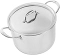 Sardel 8QT Stock Pot - Made in Italy, Stainless Steel Cooking Pot with Lid, Non Stick, Lightweight, Sturdy Heat Resistant Handles, Induction Compatible & Oven Safe