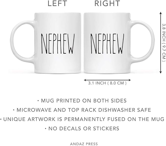 Andaz Press Simple Rustic Farmhouse Kitchen Decor 11oz. Ceramic Coffee Tea Mug Gift, Nephew, 1-Pack