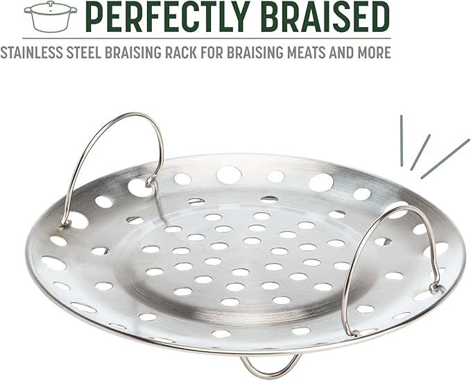 Goodful All-In-One Pot, Multilayer Nonstick, High Performance Cast Dutch Oven With Matching Lid, Roasting Rack And Turner, Made Without PFOA, Dishwasher Safe Cookware, 4.7-Quart, Linen