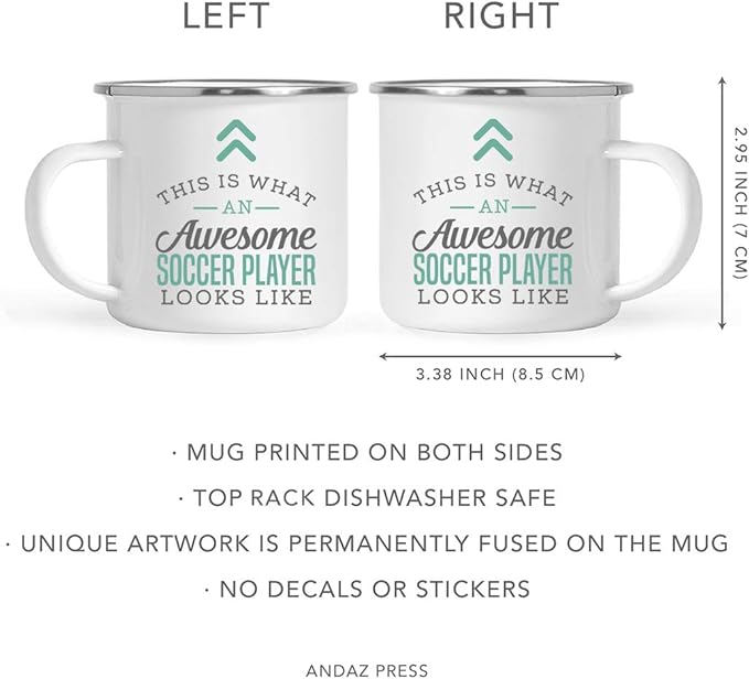 Andaz Press 11oz. Stainless Steel Campfire Coffee Mug Gift, This is What an Awesome Soccer Player Looks Like, 1-Pack, Birthday Gift Ideas Coworker Him Her, Includes Gift Box