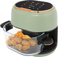 4.2 Quart Glass Air Fryer 1350W Air Fryer Glass with Touch Control & 176-374 ℉ Adjustable Temp & 120-Minute Timer & Baking Tray for French Fries Chicken Steak Wings Bread