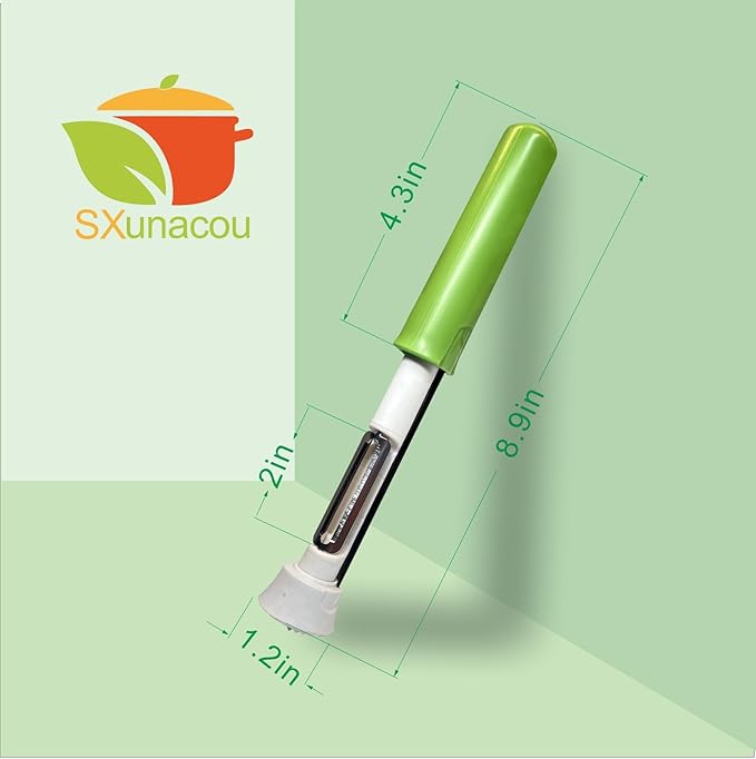 Telescopic Fruit and Vegetable Peeling Machine Multi functional Stainless Steel Apple Peeler Apple Core Remover 2-in-1 Household Kitchenware (Green)