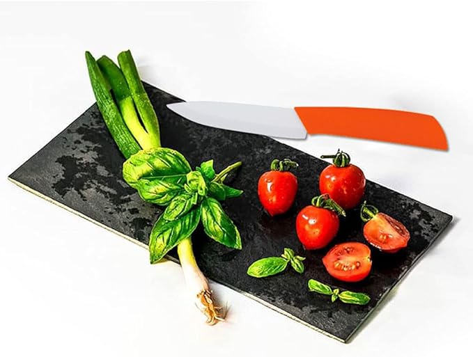 5-Pieces Ceramic Knife Set,Sharp Ceramic Knife with Block Stand,Steak Knife,Orange Kitchen Knives With Anti-Slip handle,Includes 6"Chef Knife,5"Utility Knife,4"Vegetable Knife,3"Bread Knife,1''Peeler